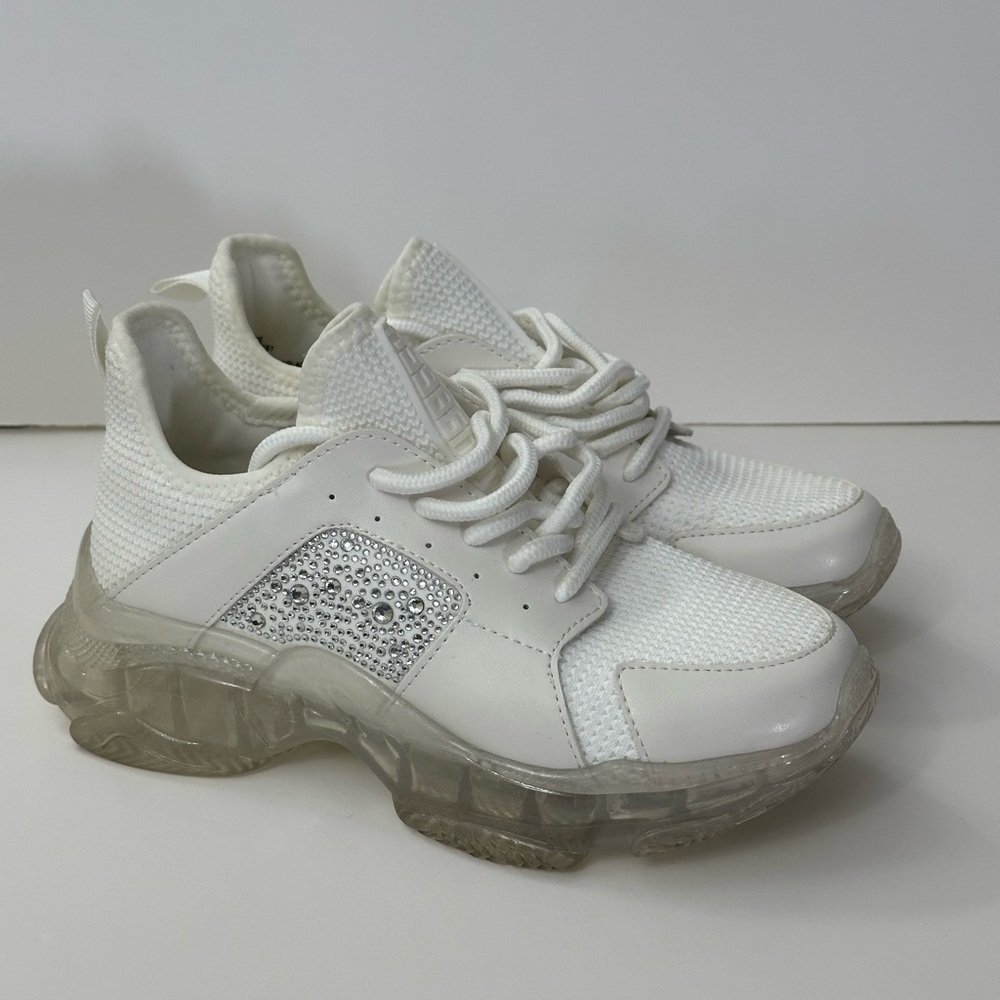 STEVE MADDEN White Sneakers with Clear Soles